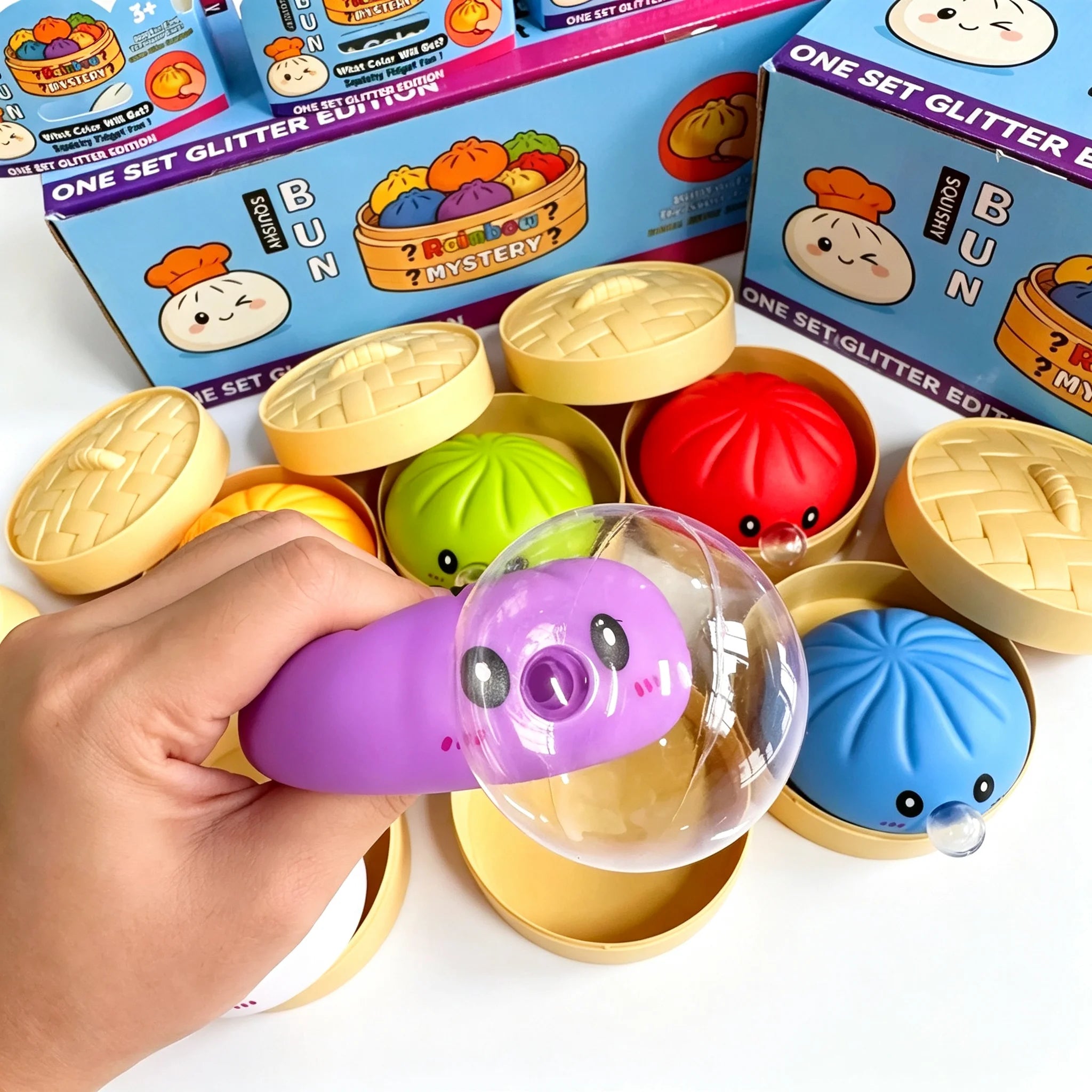 Smiley Face Dumpling Squishy Bubble-Blowing Blind Box