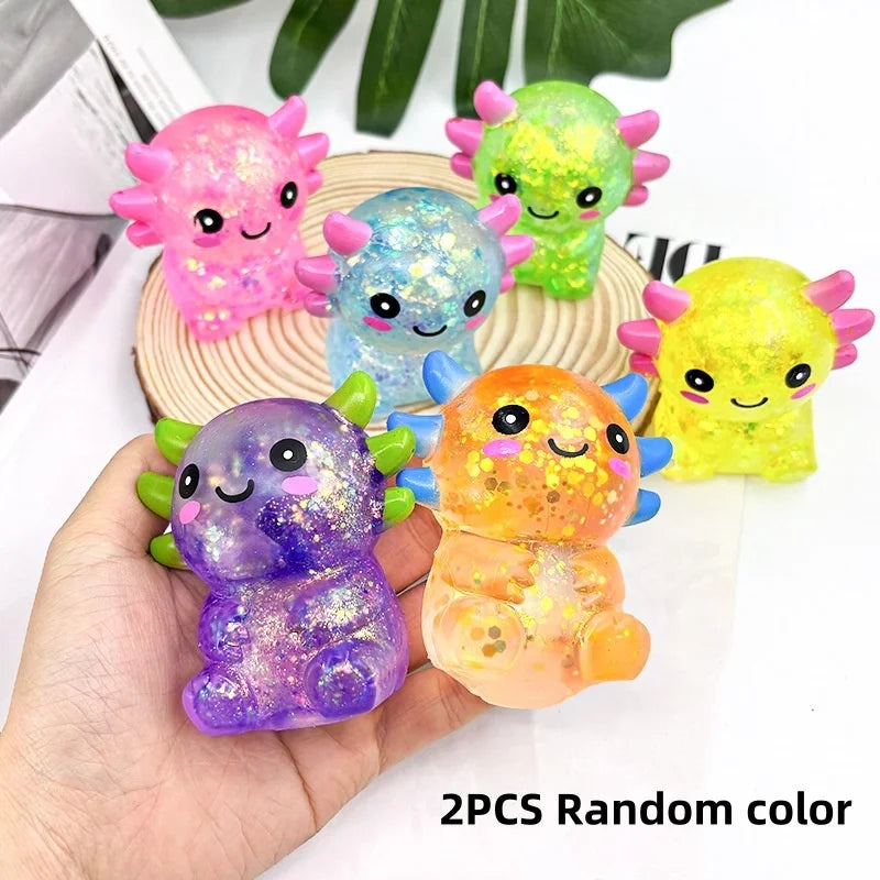 Adorable Axolotl Squish Ball TPR Stress Relief Fidget Toy Portable Pocket Anxiety Reducing Adult Leisure Desktop Decor Gift