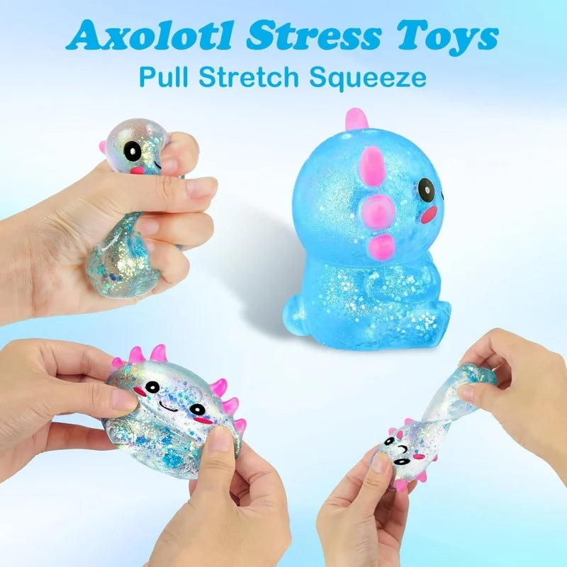 Adorable Axolotl Squish Ball TPR Stress Relief Fidget Toy Portable Pocket Anxiety Reducing Adult Leisure Desktop Decor Gift