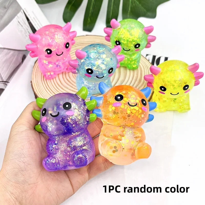 Adorable Axolotl Squish Ball TPR Stress Relief Fidget Toy Portable Pocket Anxiety Reducing Adult Leisure Desktop Decor Gift