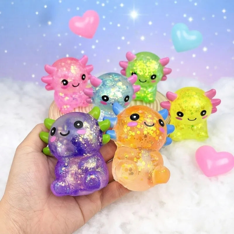 Adorable Axolotl Squish Ball TPR Stress Relief Fidget Toy Portable Pocket Anxiety Reducing Adult Leisure Desktop Decor Gift